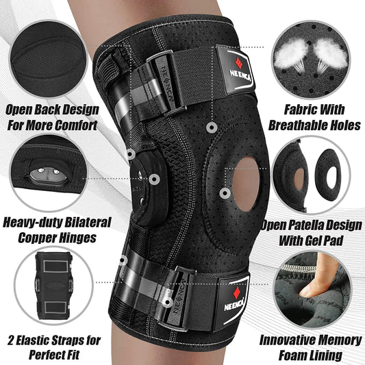 NEENCA Hinged Knee Brace for Knee Pain Knee Support with Side Stabilizers Joint Pain Relief Arthritis Meniscus Tear ACL PCL.