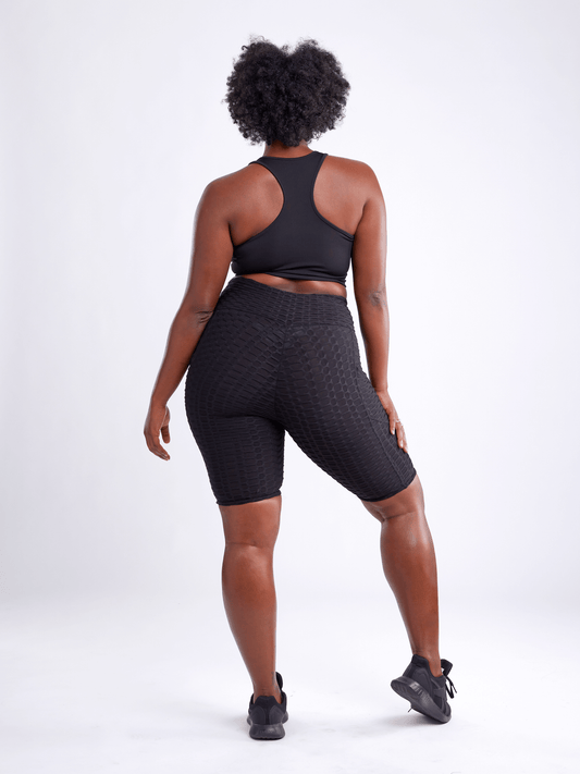 JupiterGear High-Waisted Scrunch Yoga Shorts with Hip Pockets.