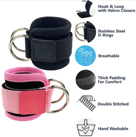 D-Ring Power Ankle Strap - Hip Stretch & Strength Trainer.